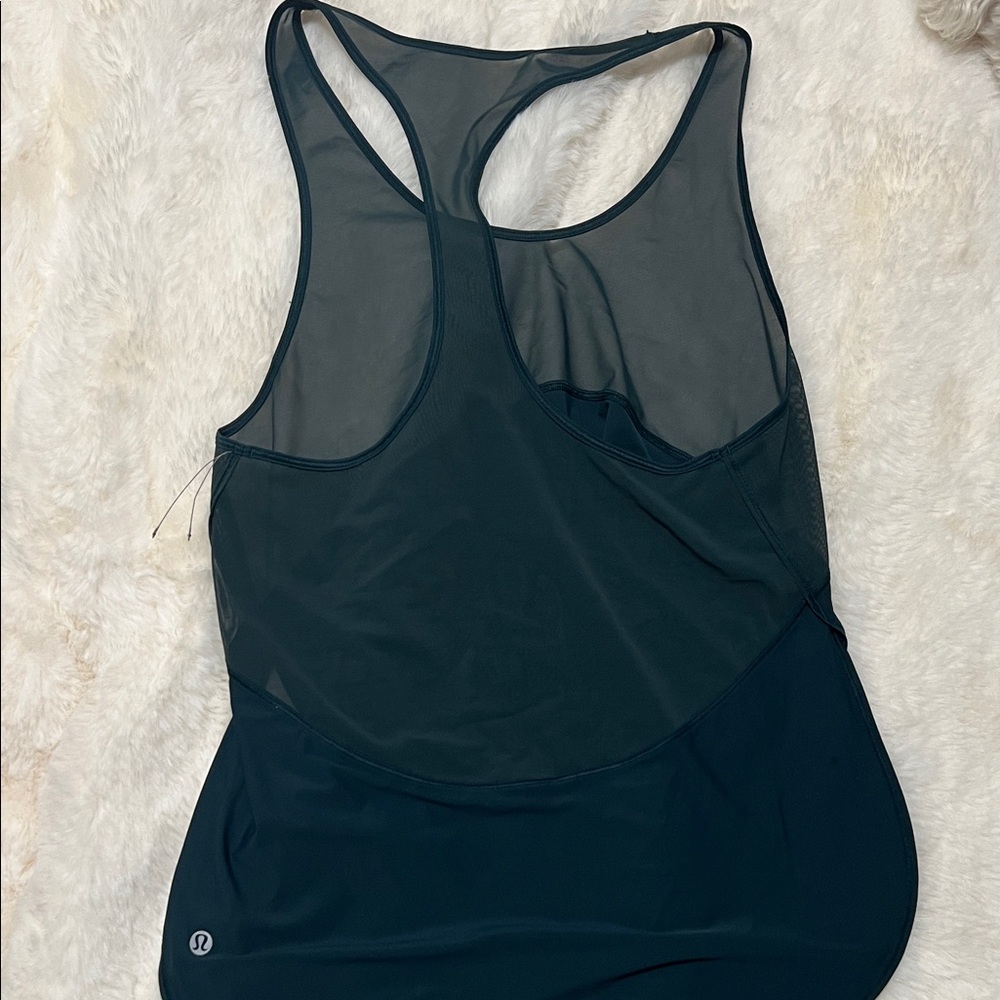 Lululemon Navy Green Racerback Mesh Workout Tank